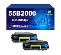 55B2000 Cartouche De Toner Compatible avec Les Imprimantes pour Lexmark MS431dn MS431dw MX431adn MX432adwe MS331dn MX331adn Rendement Jusqu'à 3 000 Pages,Black-2 Pack