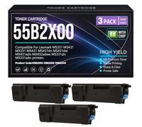 55B2X00 pour Lexmark MS431dn MS431dw MX431adn MX432adwe MS331dn MX331adn MS331 MS431 MX331 MX431 Cartouches de Toner avec Puce 55B2000 55B2H00 Toner 20 000 Pages