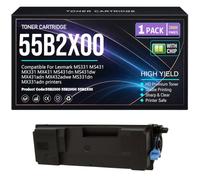55B2X00 pour Lexmark MS431dn MS431dw MX431adn MX432adwe MS331dn MX331adn MS331 MS431 MX331 MX431 Cartouches de Toner avec Puce 55B2000 55B2H00 Toner 20 000 Pages