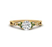 55Carat Bague en Diamant Fendu Noeud Celtique plaqué Or Jaune Émeraude créée Rond façonner Petites bagues de fiançailles Pavage Taille 66 Ornement de Tenue de fête