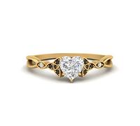 55Carat Bague en Diamant Fendu Noeud Celtique plaqué Or Jaune Onyx Noir Naturel Cœur façonner Petites bagues de fiançailles Pavage Taille 59 Pierre de Naissance