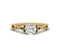 55Carat Bague en Diamant Fendu Noeud Celtique plaqué Or Jaune Onyx Noir Naturel Rond façonner Petites bagues de fiançailles Pavage Taille 48 Pierre de Naissance
