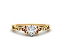 55Carat Bague en Diamant Fendu Noeud Celtique plaqué Or Jaune Rubis créé Cœur façonner Petites bagues de fiançailles Pavage Taille 58 Ornement de Tenue de fête