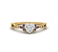 55Carat Bague en Diamant Fendu Noeud Celtique plaqué Or Jaune Saphir Bleu créé Cœur façonner Petites bagues de fiançailles Pavage Taille 53 Pierre de Naissance