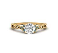 55Carat Bague en Diamant Fendu Noeud Celtique plaqué Or Jaune Topaze Bleue Naturel Rond façonner Petites bagues de fiançailles Pavage Taille 57 Bijoux fantaisi
