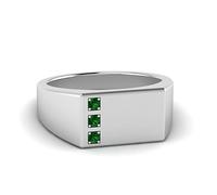 55Carat Bague en Diamant pour Homme à Trois Pierres Argent Sterling Émeraude créée Rond façonner Bagues de fiançailles pour Hommes Paver Réglage Taille 49