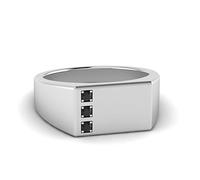 55Carat Bague en Diamant pour Homme à Trois Pierres Argent Sterling Onyx Noir Naturel Rond façonner Bagues de fiançailles pour Hommes Paver Réglage Taille 64