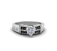 55Carat Bague Large sertie de Diamants Argent Sterling Onyx Noir Naturel Cœur façonner Bagues de fiançailles en Pierre latérale Réglage du Canal Taille 67