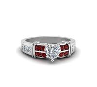 55Carat Bague Large sertie de Diamants Argent Sterling Rubis créé Cœur façonner Bagues de fiançailles en Pierre latérale Réglage du Canal Taille 54 Bijoux fantaisi