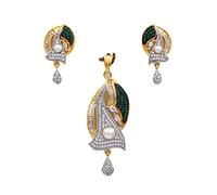 55Carat Parure de bijoux au design élégant avec collier et boucles d'oreilles plaqué or 18 carats avec zircone cubique - Collection ethnique indienne exclusive pour femmes et filles, Perle, Perles en