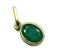 55Carat Pendentif naturel plaqué or 18 carats avec émeraude ovale, astrologie, utilisation de médaillons en pierre à facettes pour hommes et femmes