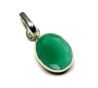 55Carat Pendentif simple en argent sterling 925 avec pierre ovale et onyx vert authentique pour femme