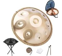 55cm Hand pan Drum De 432Hz/440Hz, Handpan Instrument De 9/10/ 12 Notes Avec Trépied, Maillets Et Sac De Transport, Instrument De Percussion for débuter Adulte(Gold,440hz 12 Notes)