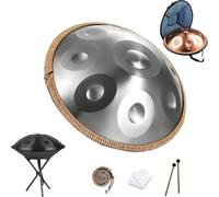 55cm Hand pan Drum De 432Hz/440Hz, Handpan Instrument De 9/10/ 12 Notes Avec Trépied, Maillets Et Sac De Transport, Instrument De Percussion for débuter Adulte(Silver,440hz 10 Notes)