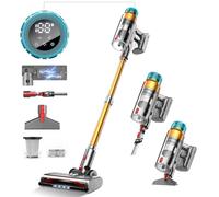 55KPA/600W Aspirateur Balai sans Fil, 55 Minutes Autonomie Aspirateur sans Fil Puissant avec Recharge Murale Écran Intelligent, aspirateur balai puissant pour Les Poils d'animaux/Tapis/Sols Durs