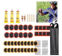 55Pièces Bicycle Tyre Repair Kit,Réparation Pneu Vélo Kit,Crevaison Vélo Portable Kit,Self Adhesive Puncture Repair Kit,Crevaison Auto-Adhésif Avec Rustine,Simple & Portable,Tire Puncture Repair Kit