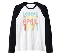 55th Birthday Idea Legend Since April 1971 55 Years Old Bday Manche Raglan