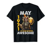 55th Birthday Raccoon Beer May 1971 Vintage 55 Years Old T-Shirt