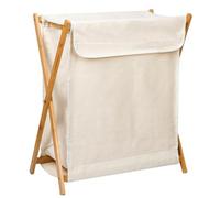 56.5 * 34 * 50cm Paniere a Linge Sale, Panier à Linge Pliant Cadre En Bambou Et Sac à Linge, Sac à Linge Sale Pour Organiser Les Vêtements, Les Serviettes, Les Jouets (Beige)
