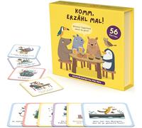 56 cartes de conversation pour enfants - Cartes narratives, auto-réflexion, imagination et échange - 4 catégories de questions adaptées aux enfants - Jeu familial pour conversations ouvertes + boîte