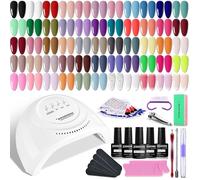 56 Colours Complete Semi-Permanent Nail Polish Kit with UV Lamp, Base and Top Coat Kit Nail Art Manicure Kit, Suita VERNIS A ONGLES