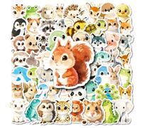 56 Pcs Stickers Enfant, Gommettes Animaux, Autocollants Animaux Enfants, Autocollants de Récompense Animal, Imperméable Gommettes Autocollantes, pour Scrapbooking Valise Bagages Vélo Skateboard