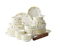 56-piece Ceramic Tableware Set Household Dishes and Spoon Combination Set Creative Cute Pattern Design (Color : B) (A)