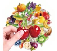 56 pièces Autocollants de produits frais - Décalcomanies en PET imperméables avec des designs de fruits et légumes vibrants pour ordinateur portable, bouteille d'eau, bagages et journal, une touche vi