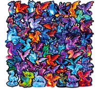 56 pièces Autocollants néon changeant de couleur représentant des dragons européens de bande dessinée, autocollants sur le thème des dragons de la Grèce antique, carnets DIY
