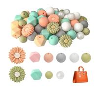 56 Pièces Perles Silicone Ronde, Multicolore Perles en Silicone Fleur Marguerite 12mm 14mm 15mm 22mm pour Fabrication de Bijoux DIY Bracelets Porte Clés Cadeaux Créatifs Chaîne de Tétine