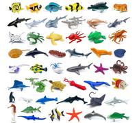 56 pièces/set, Mini figurines de créatures océaniques, modèles d'organismes sous-marins unicolore de 3 à 7 cm, variété de formes de vie marine, texture détaillée et peinture réaliste, convient pour la
