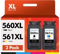 560 561 Xl Cartouches D'Encre Remplacement Pour Canon 560 561 Xl Pour Canon 560 Et 561 Pg\U2011560Xl Cl\U2011561Xl Pour Pixma Ts5350I Ts5350 Ts5351A Ts7450 Ts7451 Ts5353 Ts5300(Noir Couleur, 2-Pack)
