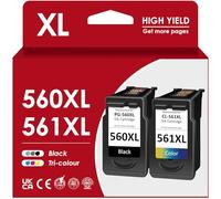 560 561 XL Cartouches d'imprimante, PG 560 CL 561XL Noir Remplace Les Cartouches Canon d'origine 560 561XL Multipack pour Canon PixmaTS5350i TS5351i TS7451i TS5350 ts5350a TS5353 TS7450a TS7451a