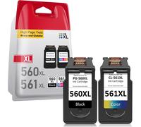 560 561 XL Pack Replacement Cartridge for Canon 560 561 for Canon Ink 560/561 XL for TS5350 TS7450a TS5350a TS5300 TS5350i TS5351 TS7450 TS5351a (2-Pack,1 Black 1 Colour)
