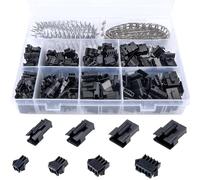560 Pièces 2.5mm JST SM 2 3 4 5 Pin Connecteur Mâle et Femelle Plug Logement Connecteur Adaptateur Kit Assortiment, Black Plastic Male Female JST-SM Housing Crimp Terminal Connector