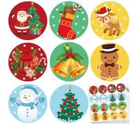 560 Pièces Gommettes Noël Autocollantes, 4cm Stickers, 8 Styles, Joyeux Noël Etiquette pour Enveloppe Cadeaux Décoration DIY Cartes Scrapbooking