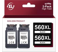 560 XL Noir Remplacement Cartouche pour Canon 560 560XL pour Canon PG-560 XL Encre pour Canon Pixma TS5350 TS7450a TS5350a TS5300 TS5350i TS5351 TS7450 TS5351a TS7451a (Noir, 2-Pack)