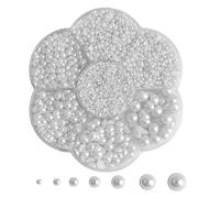 5600 Pièces Demi Perles Pour Artisanat 2/3/4/5/6/8/10Mm Perles Avec Boîte Diy Nail Art Artisanat Colliers Bracelets Bijoux Décorations Pour Artistes Créatifs (Blanc)