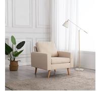 56325HOME NEW•) Jill's Fauteuil Salon Scandinave-Chaise Crème Tissu Design Stable & Chic