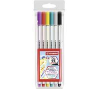 STABILO Feutre pinceau Pen 68 Brush - Pochette 6 coloris assortis