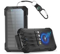 56800mAh Batterie Externe Solaire: 30W PD 3.0A USB C Power Bank Charge Rapide avec 4 Câbles, 6 Sorties/3 Entrées, 15W Chargement sans Fil, Lampe de Poche, Voyant LED, Chargeur Externe pour Téléphone