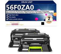 56F0ZA0 Unité de Tambour Compatible pour Lexmark B2442dw MB2442adwe B2650dw B2650dn MB2650adwe B2546dw MB2546adwe Imprimantes, avec Puce, Haute Capacité 60000 Pages, Impression Nette,Black-2 Pack