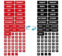 57 Aimants Chiffres & Mois, Aimants Magnétiques pour Jours de la Semaine (Double Face), Aimants pour Calendrier Effaçable à Sec pour Tableau Blanc et Réfrigérateur