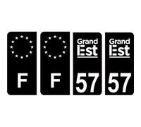 57 Moselle logo 2 noir autocollant plaque immatriculation auto ville sticker Lot de 4 Stickers - Angles : arrondis