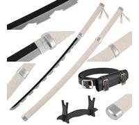 Katana en Bois de Bambou 77 cm avec Ceinture et Support - Daemon Slayer Anime Cosplay Epee Japonaise pour Déguisement et Decoration - Sabre Samourai Wakizashi Catana Japonais (Non Tranchant)