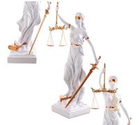 57 SPECIAL REPLICAS Statue de Justitia en Blanc avec Balance et épée 31 cm - Figurine de la déesse de la Justice - Sculpture décorative élégante pour Cabinet d'avocat, Bureau ou Salon