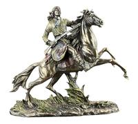 57 SPECIAL REPLICAS Statuette Decoration - Indien Apache à Cheval avec Bouclier et fusils - Figurine Decoration Noel Bronze Sculpture Statue Cadeau Homme Cadeau Femme Décoration Salon