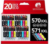 570 571Xl - Cartouche D'Encre Compatibles Avec Canon 570 571 Pour Canon Pixma Ts5055 Ts5050 Mg5750 Ts5053 Mg6852 Mg6850 Mg5700 Mg5752 Mg5753 (8 Noir / 4 Cyan / 4 Magenta / 4 Jaun[ENC942621]