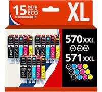 570 571Xl-Cartouche D'Encre Compatibles Avec Canon 570 571 Pour Canon Pixma Ts5055 Ts5050 Mg5750 Ts5053 Mg6852 Mg6850 Mg5700 Mg5752 Mg5753 (6 Noir/3 Cyan/3 Magenta/3 Jaune)