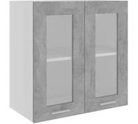 5703•)CHEZ Jill's* Décor BUFFET Bas haut Meuble Cuisine Armoire en verre suspendue Gris béton 60x31x60cm - Aggloméré ,Au TopModerne